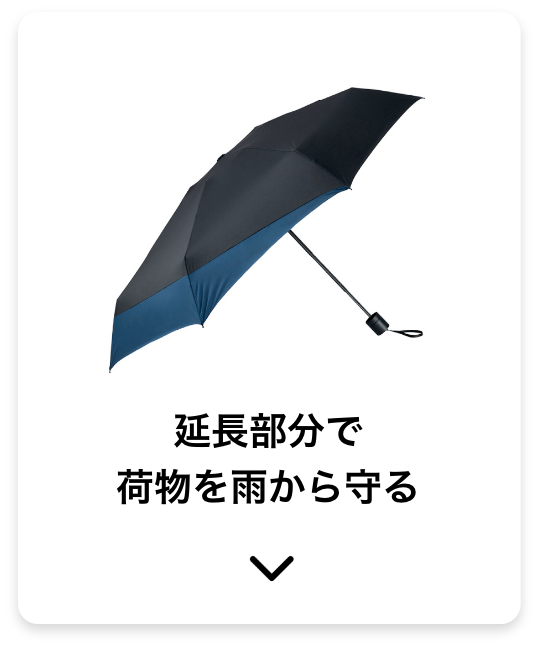 延長部分で荷物を雨から守る
